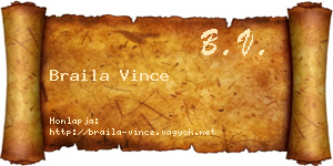 Braila Vince névjegykártya